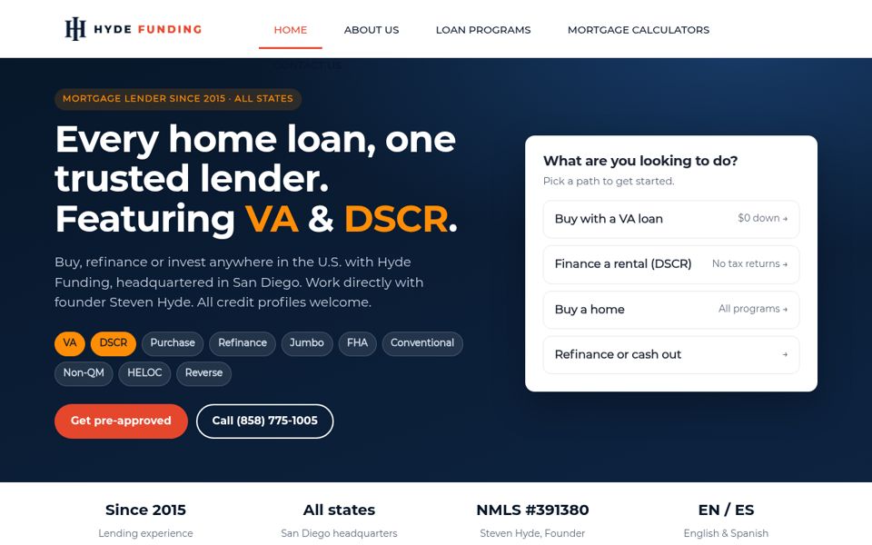 Hyde Funding website